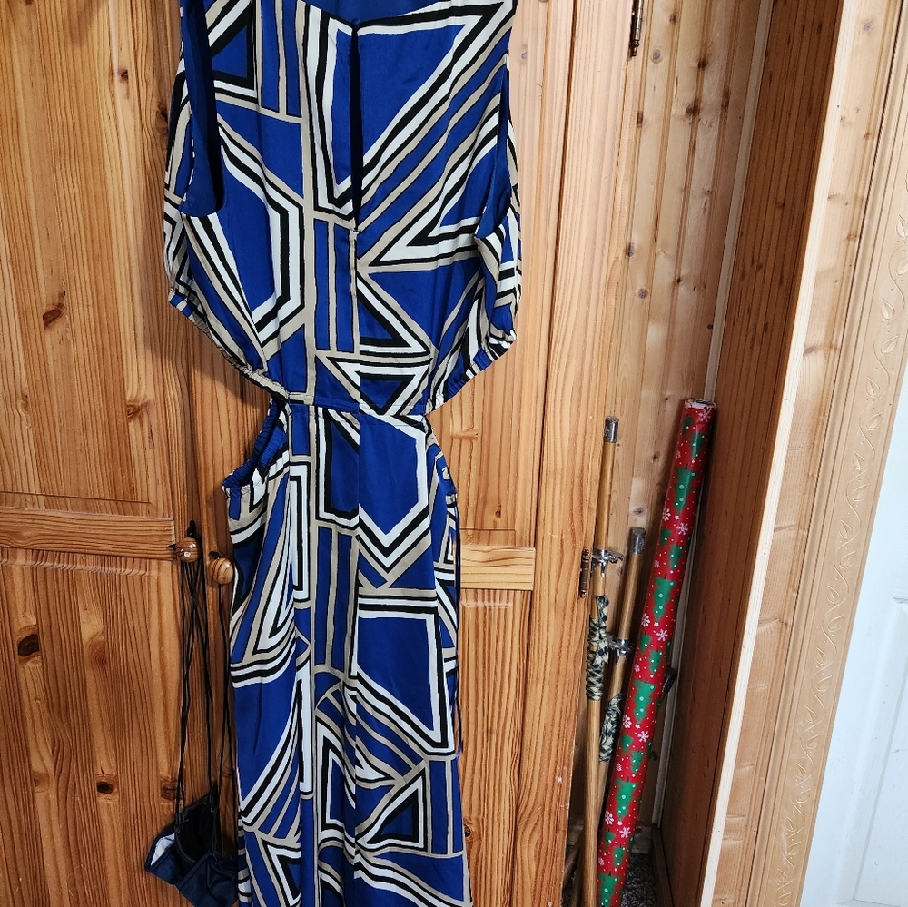 Nwt Womens Banana Republic Blue and White Geometric Dress - Picture 7 of 12